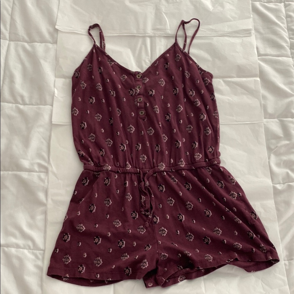 Aeropostale Burgundy Floral Jumpsuit